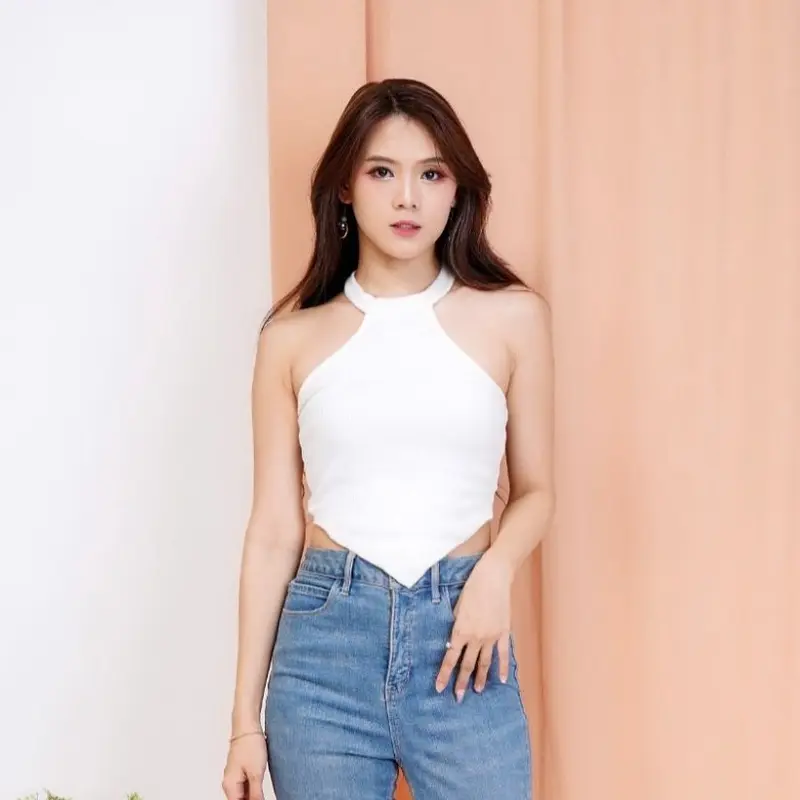 ALICIA | Tanktop FLO High O Neck Crop Knit Atasan Wanita Basic 3