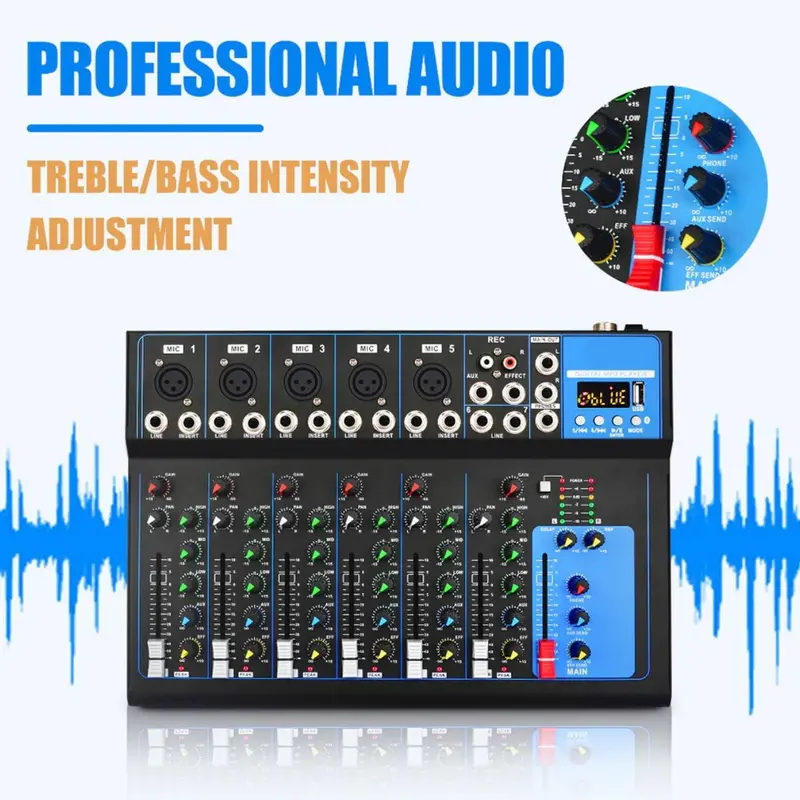Yamaha USB 7 Saluran Console Pencampuran Bunyi dengan Mixer Rekod Bluetooth untuk KTV Stage Amplifier Audio Compact Plug Smartphone Recording Wireless Bass Subwoofer mixer  4 channel 8