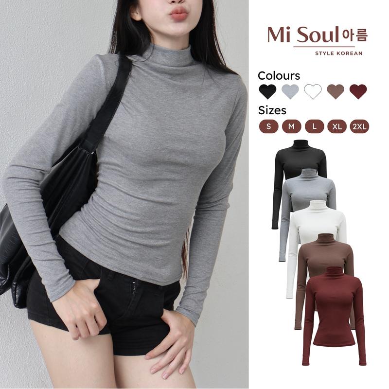 Áo Thun Dài Tay Cổ 3 Phân Basic BigSize MiSoul Áo Thun Cotton Cổ Lửng Dáng Ôm Body Dài Tay Thu Đông 488
