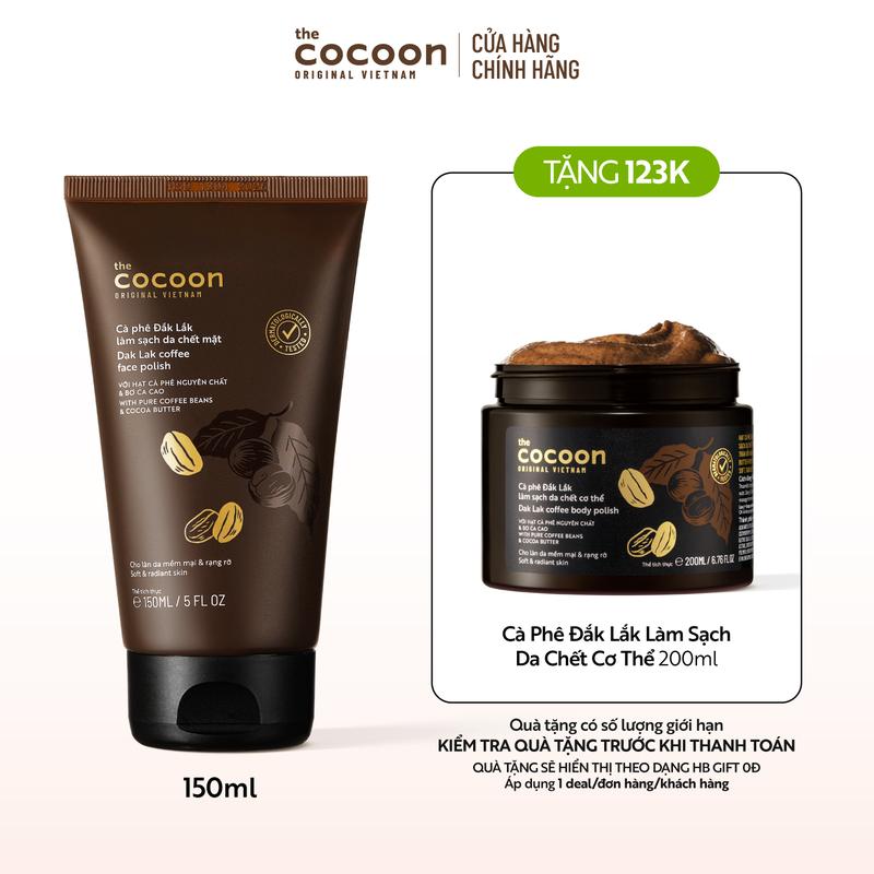 Tẩy da chết mặt cà phê Đắk Lắk Cocoon cho làn da mềm mại & rạng rỡ 150ml