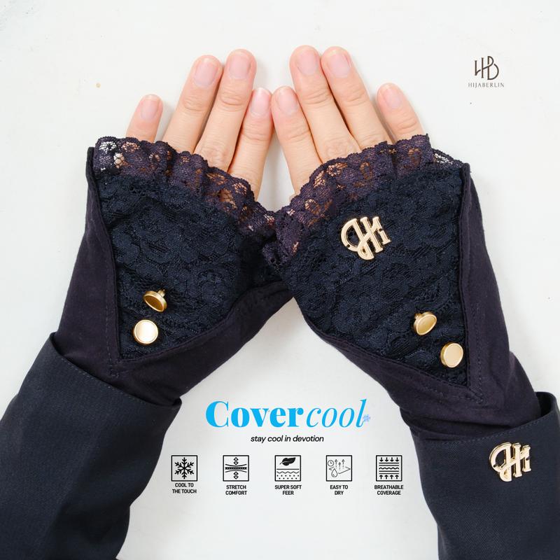 HIJABERLIN - Handsock Ring Luxe I Sarung Tangan Sholat, Manset Cincin Tangan, Aksesoris Haji & Umroh 1