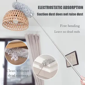 Kemoceng Microfiber 280 cm Tarik Tekuk Panjang Alat Pembersih Langit-Langit Rumah Kemoceng Teleskopik Panjang 2.8 Meter Tarik Tekuk Flexible