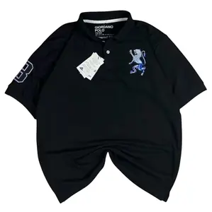 Kaos Polo Shirt Pria Kaos Kerah GIORDANO 3D LION  Signature-Black COD