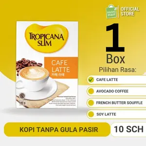 Tropicana Slim Coffee Sugar Free 10 Sachet - Cafe Latte / Avocado Coffee / Soy Latte / French Butter Souffle - Kopi Susu Nikmat Tanpa Gula Pasir