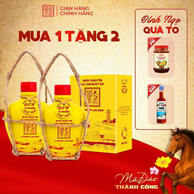   Tặng Kiết Thành và Sốt muối chấm  COMBO 02 BÌNH GỐM CÁ VÀNG 60 ĐẠM Nước mắm Tĩn cá cơm ruột đỏ độ đạm 60N 250ml rin nguyên chất không chất bảo quản 