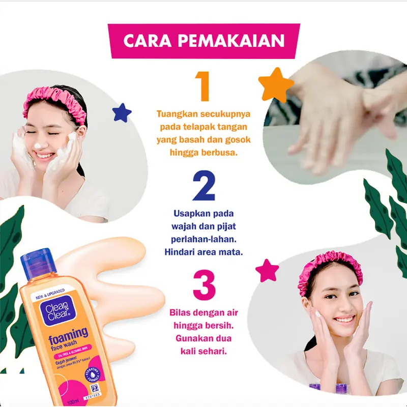 Paket Twin Pack Clean & Clear Foaming Face Wash Oil Free & Glowing Skin 100 ml x2 Pcs 4