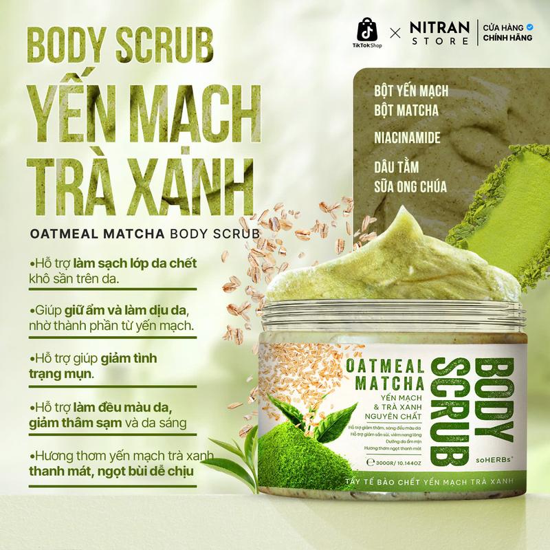 Tẩy Tế Bào Chết Body Cà Phê Sữa Yến Mạch - Trà Xanh 300g Quà Tặng Live: 1 Tuýp Sữa Rửa Mặt - Hỗ Trợ Làm Sạch Da Làm Đều Màu Da
