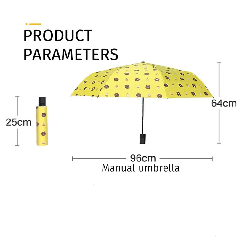 Payung Lipat Motif Bear Anti UV Folding Umbrella Karakter Beruang Tabir Surya Hujan atau Panas Free Pouch 1