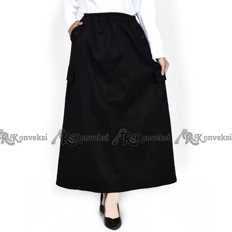 AR | ROK CARGO WANITA TWILL PREMIUM ROK CARGO A-LINE SKIRT Rok Cargo skirt Twill Mulur Tebal elastis Premium Kain Karet Nyaman 5