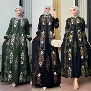 Pakaian Wanita Gamis Wanita Premium Tebal Rayon Twill Ori Motif Batik Homedress Nyaman