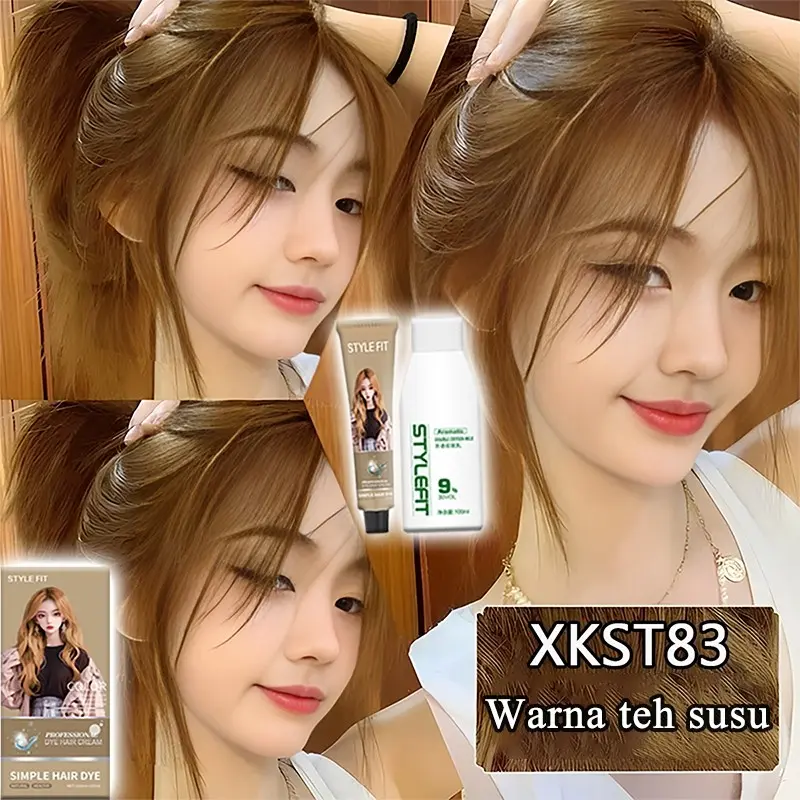 Pengiriman Cepat Warna Trend Golden Brown Pewarna Rambut Cat Rambut Bahan Herbal Tidak Merusak Rambut Hair Color Milk Tea Coklat Hazelnut Caramel Coffee Pink Coklat Hijau Olive Warna Rambut