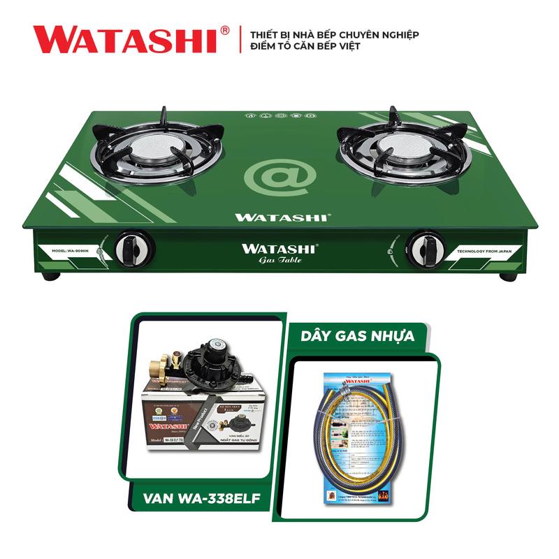 [MUA 1 ĐƯỢC 3] COMBO BẾP GAS ĐÔI WATASHI MODEL: 909HN VÀ VAN 338S + DÂY PPC