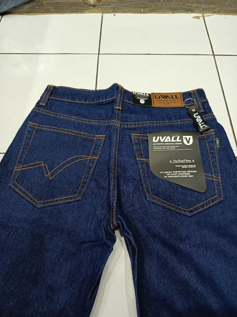 Product Introduction of Celana Jeans Panjang Standar Pria Biru Navy/Dark Blue Denim Premium Brand Uvall 2