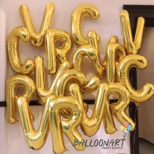 Huruf Gold 40cm Balon Foil/Balloon Alphabeth Gold 16inch/Balon Ulang Tahun
