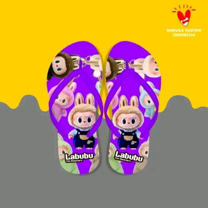 LABUBU sandal jepit anak motif labubu Fashion Kaki