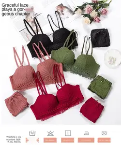 Setelan Bra Wanita Tanpa Kawat Set Bra + CD Busa Sedang Nyaman Ladies Underware Set 8475set Setelan BH+ CD Spring Warm Underwear