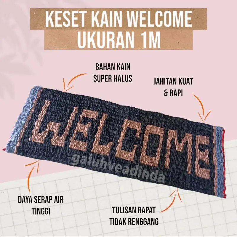 Keset Kain Welcome 100 x 40 cm - Sekolah, Kantor, Rumah Ibadah - Dikirim Random Warna - Harga Termurah 6