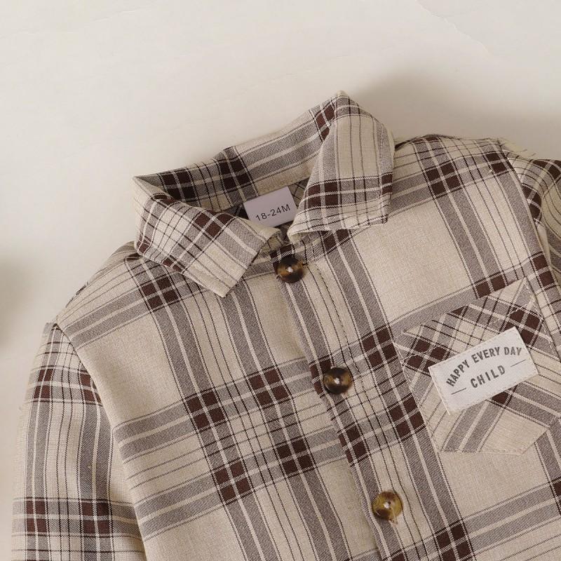 Product Introduction of Baby Brother And Sister Matching Outfits, Plaid Floral Sleeveless Dress And Small Jacket+Boys Plaid Shirt Top And Pants Set 2Pcs 48