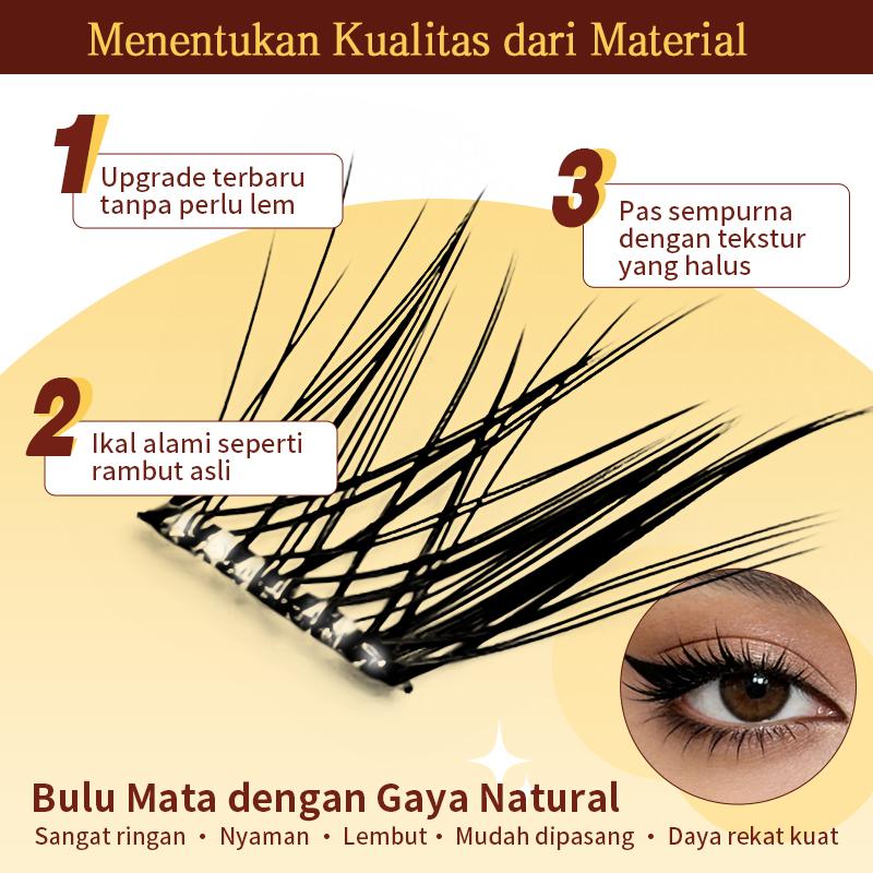 HOHOISYOU 60PCS Bulu Mata Palsu Gaya Fox Eye Tanpa Lem 9-14MM - Membuat Makeup Mata Alami dan Menawan untuk Pemula & Profesional - Peel Extension Eyelash Glam Removal - Asli, Panjang Panjang