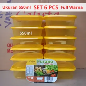 CALISTA FURANO 550 ML FULL WARNA SMALL TOPLES PREMIUM SET ISI 6 PCS FULL WARNA FOOD CONTAINER SET MAKANAN PLASTIK SET