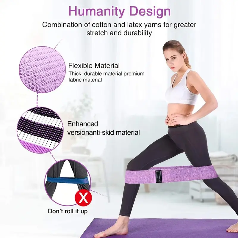 【Siap Stok COD】Non Slip Fabric Hip Resistance Band / Hip Resistance Band / Hip Band / Booty Band Squat Yoga Fitness Pinggul / 3 Levels 2