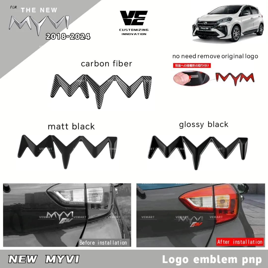 Vemart new myvi gen3 2019-2024 car logo emblem pnp accessories