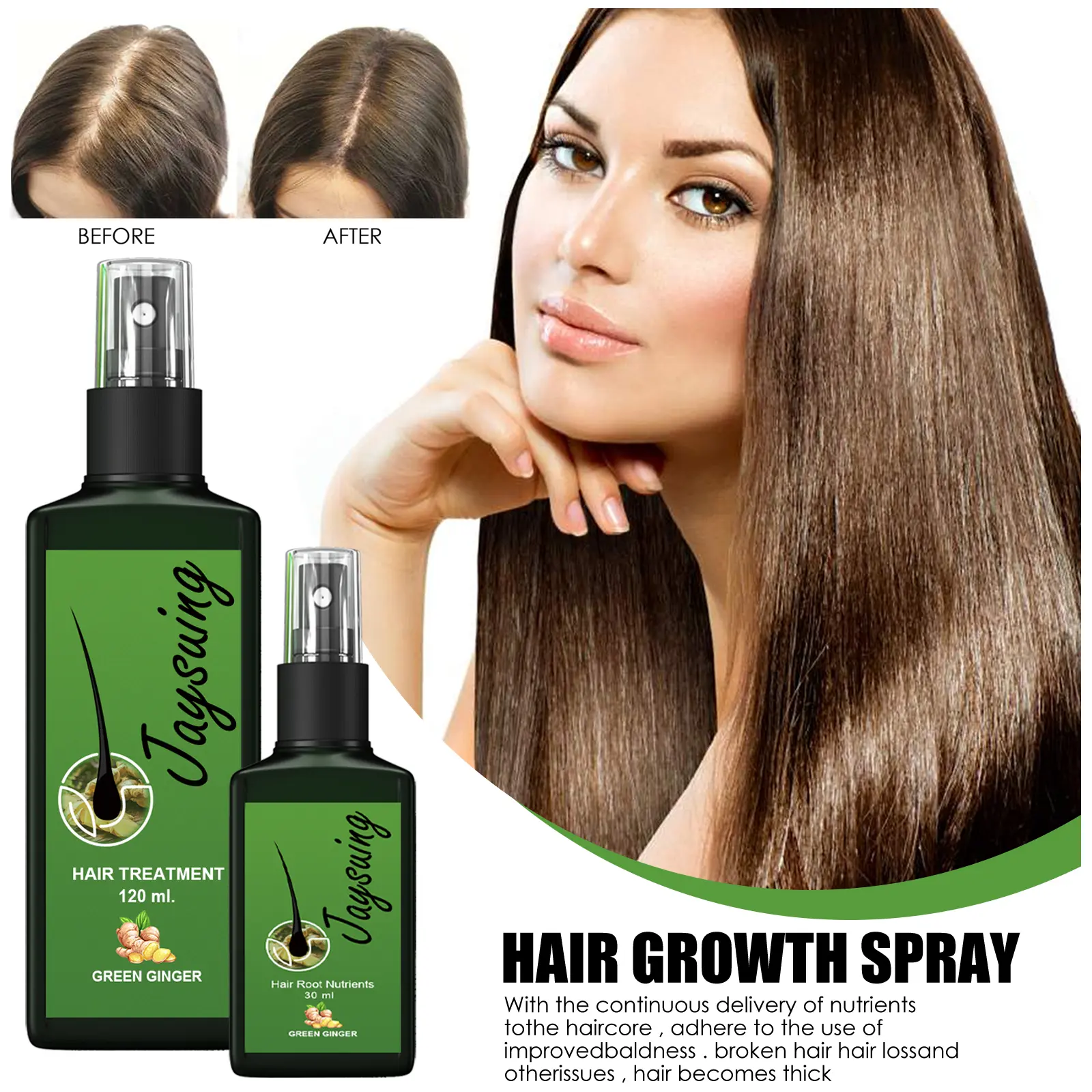 jaysuing ginger hair growth spray penumbuh rambut cepat serum penumbuh rambut botak hair tonic rambut rontok 30ml