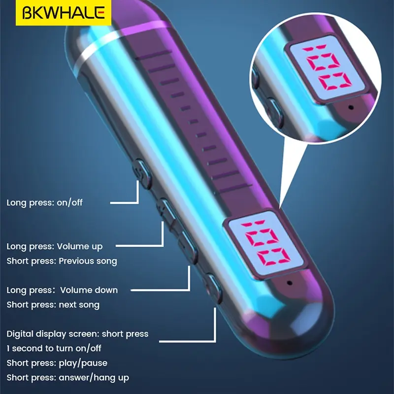 BKWHALE - Tai nghe không dây dây đeo cổ BT-21, tai nghe Bluetooth tương thích 5.0, có micrô, âm trầm, khử tiếng ồn, tai nghe thể thao chạy, tai nghe lâu dài Elfly 2