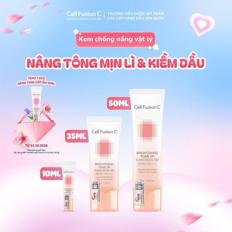 [BÁN CHẠY] Kem Chống Nắng Nâng Tone Cell Fusion C Brightening Tone Up Sunscreen 100 SPF50+ PA++++