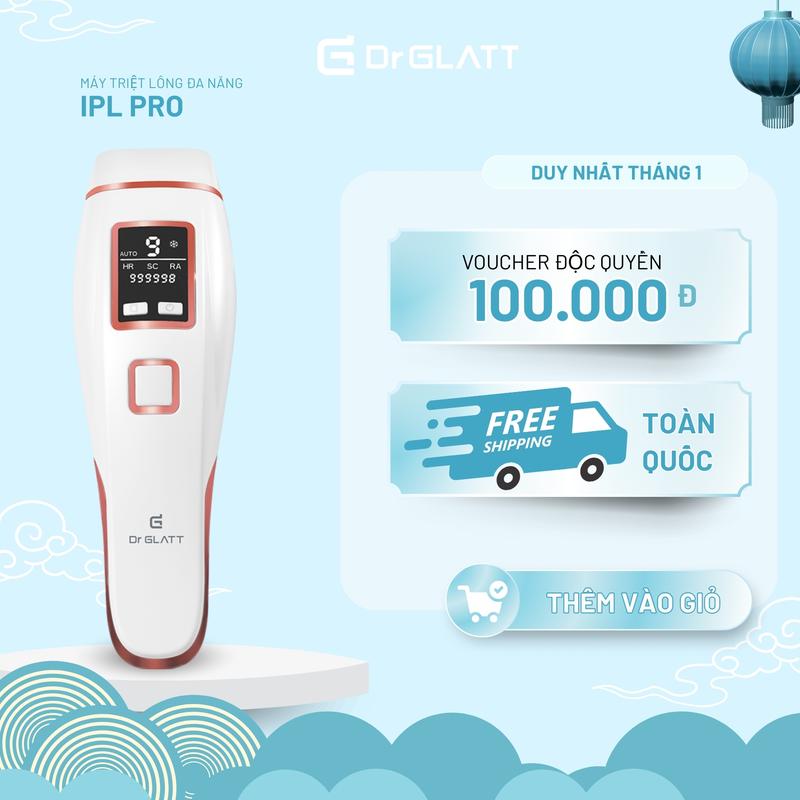 Máy Triệt Lông Lạnh Dr Glatt IPL PRO - Triệt Lông Toàn Thân Tại Nhà Trẻ Hóa Da An Toàn Cho Da Nhạy Cảm