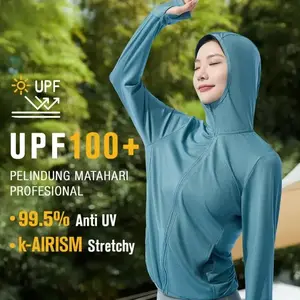 Jaket Airism Anti UV Wanita Hoodie Olahraga Lengan Panjang Running Gym Outdoor Quick Dry Bahan Dingin(J010)