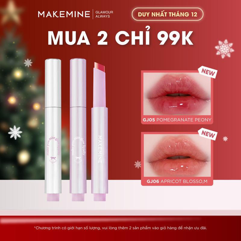  Son dưỡng có màu dạng thỏi bấm MAKEMINE Make You Mine Glow Lipjelly dưỡng ẩm trong suốt căng mọng son vòm son tint bóng Make You Mine Juicy Dew Tint Make Mine MAKE08 MAKE24 