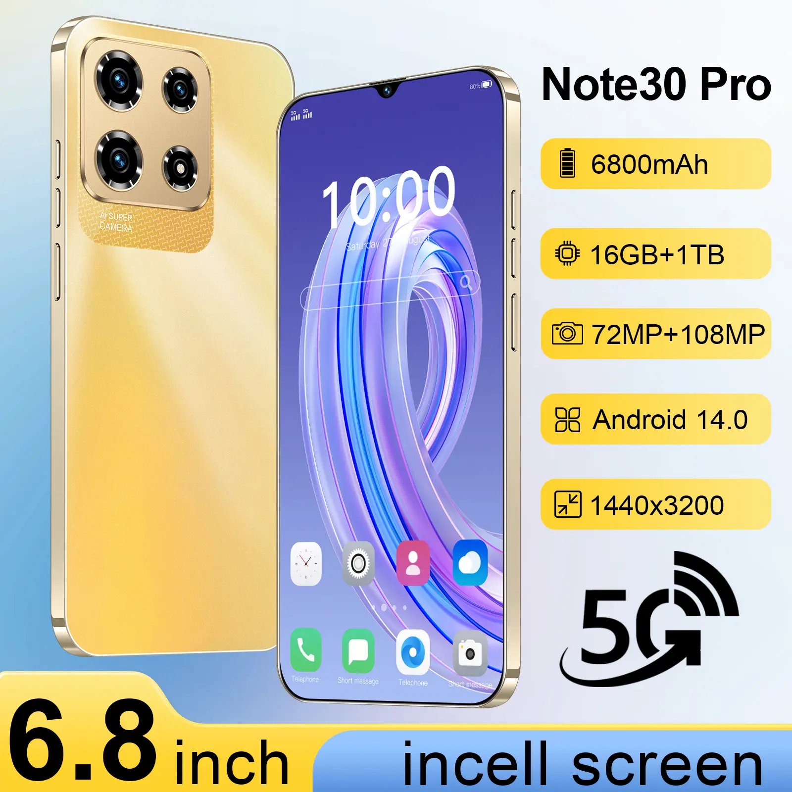 Note30 Pro 5G smartphone baru RAM 12GB+512GB Android telepon AMOLED 7.5 inci resmi jaminan gudang promosi telepon baru 5G smartphone asli Nota 30 Pro