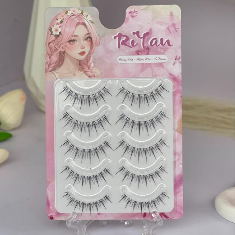  RiYan-Lông Mi Giả Mi Gân Trong Mềm Mỏng Tự Nhiên 5 Cặp Tái Sử Dụng FC018-04 