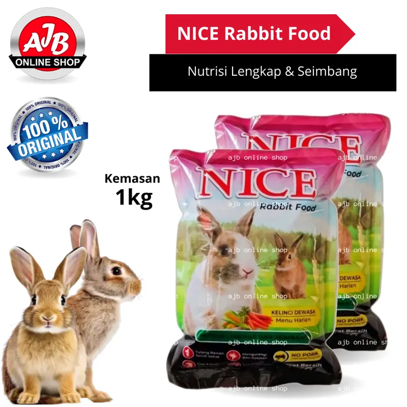 Nice Rabbit Food Makanan Kelinci Bernutrisi Lengkap Dan Seimbang kemasan 1Kg 1
