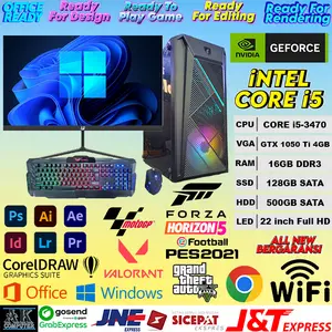 PC GAMING FULLSET iNTEL CORE i5 3470 Gen 3Th Feat GTX 1050 Ti 4GB + RAM 16GB + SSD 128GB + HDD 500GB + MONITOR 22 inch FHD | PC OFFICE | PC ADMIN | PC ONLINE SHOP | PC EDITING | PC STREAMING | PC DESIGN | PC RENDERING | PC RAKITAN