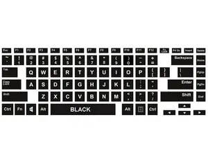 Stiker Full Keyboard English Background Hitam Putih Dan Warna lain Laptop Blue