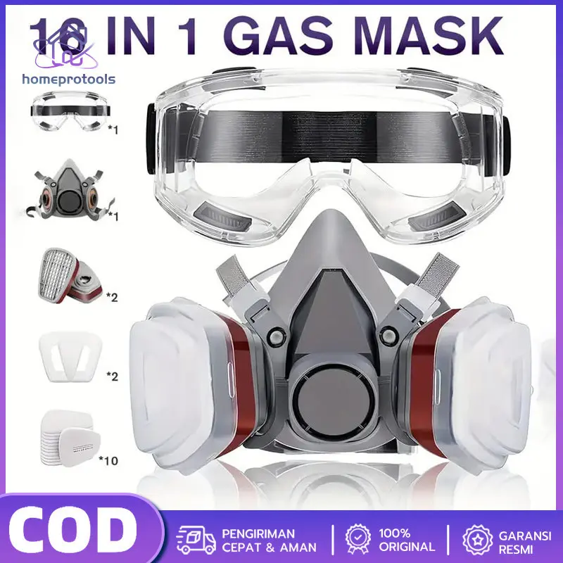 7 In1 6200 Gas Mask Dust Mask Protection ToxicVapor Filter Respirator Half Mask Half FacepieceRespirator