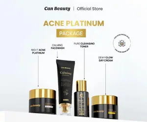 CAN BEAUTY Paket Acne Platinum -  Cream Wajah Untuk Kulit Berjerawat & Berminyak - Facial Wash,Toner, Serum, Day cream & Night Acne Platinum