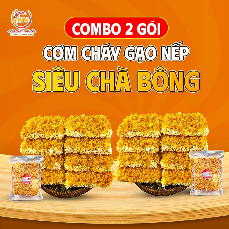 Combo ( 1KG) 2 Gói Cơm Cháy Gạo Nếp 500gr Siêu Chà Bông - Cơm Cháy Khánh Ngọc - Đồ Ăn Vặt Snack Food