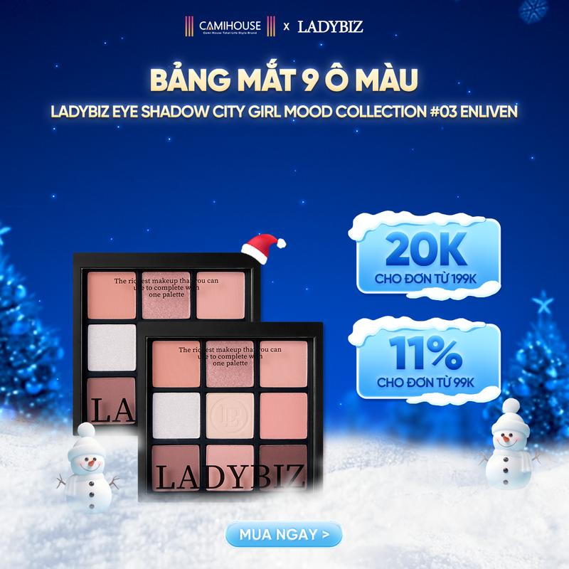 màu 3 Bảng phấn mắt 9 ô LADYBIZ tông ENLIVEN Eye Shadow City Girl Mood màu nhũ mờ chính hãng Hàn Quốc - CAMIHOUSE