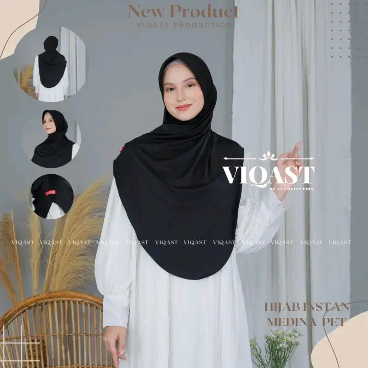 hijab jilbab instan MEDINA PET jersey premium size L bergo daily kerudung syar'i pashmina instan kerudung pad malay  Wanita Muslim Bergo Nyaman Panjang Dewasa NURFARIZ. anti