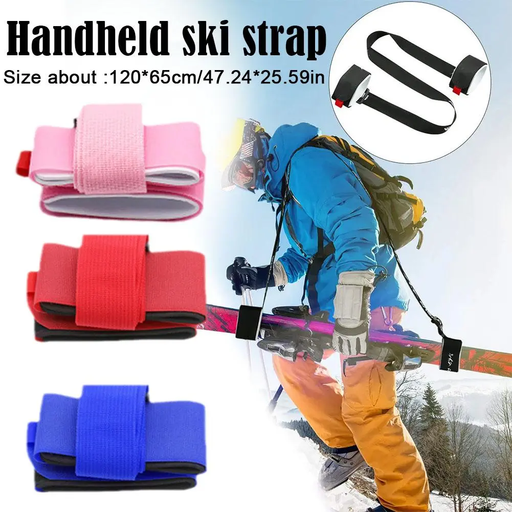 Skiing Pole Shoulder Hand Carrier Lash Handle Adjustable Straps Protecting Hook Loop Black Nylon Ski Handle Strap