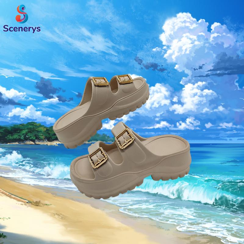 Scenerys Sandal anak perempuan dengan hak baji yang lembut, sandal EVA ukuran 30-35 8
