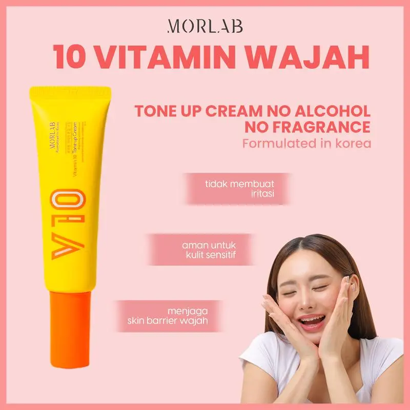 50ml MORLAB Vitamin 10 Cream + ldebenone Cerahkan &Lembabkan Kulit Kusam Vegan & No Alkohol