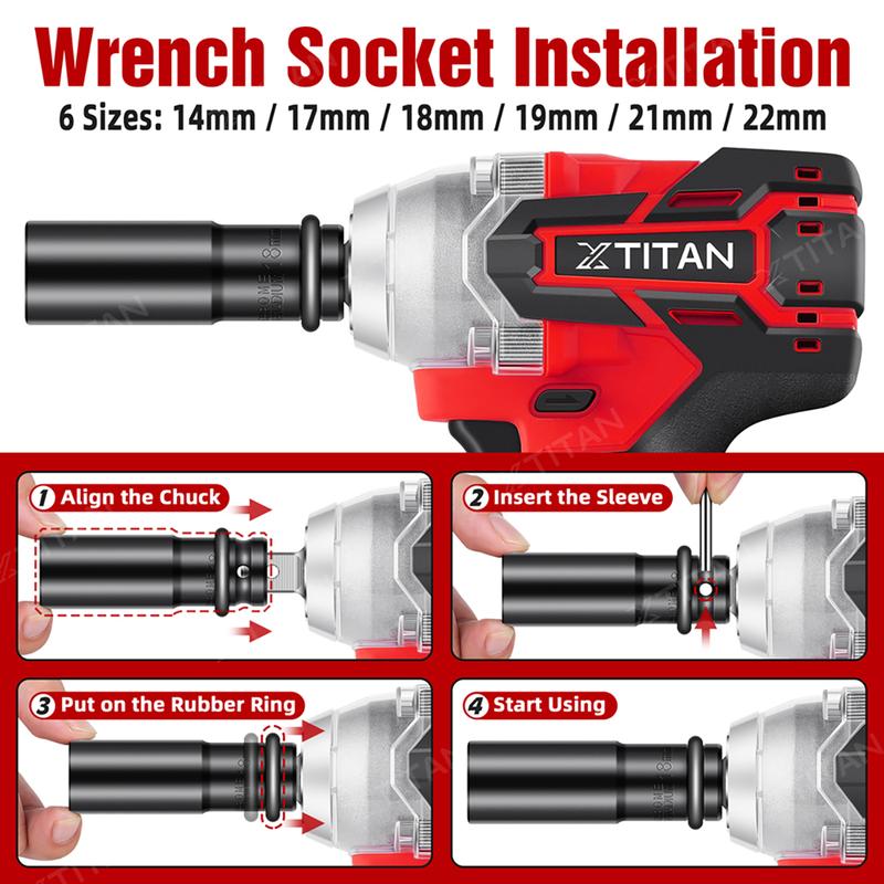 Product Introduction of XTITAN 51pcs 1888VF Cordless Brushless Impact Wrench 880Nm 29800mAh Rechargeable Battery Electric Wrench 3 in 1 Mode Square Driver Socket Screwdriver Drill 1/2 Batteries Plastic Box Electric Machine 10