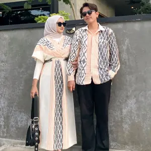 Good Ethnic - Dress Clara Couple Clara Pdk X Kemeja Full Pjg Custom Dress Panjang Tenun Pasangan Baju Wanita Kondangan Keluarga Batik Katun Bahan Tenun Halus Adem Kualitas Jahitan Rapih