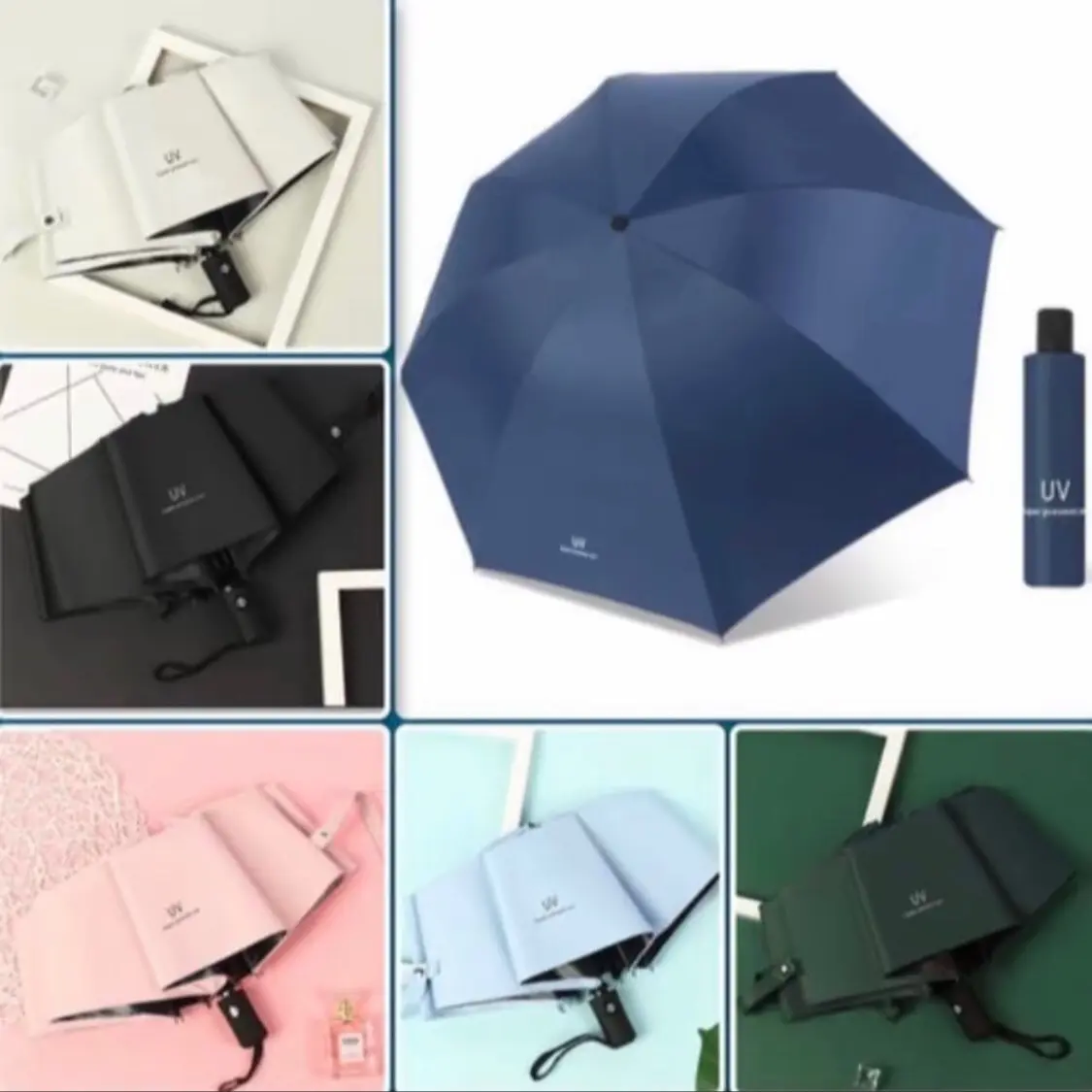 Payung Lipat Otomatis & Manual Buka Tutup Anti UV Sinar Matahari Lapis Vinil Premium Quality Import