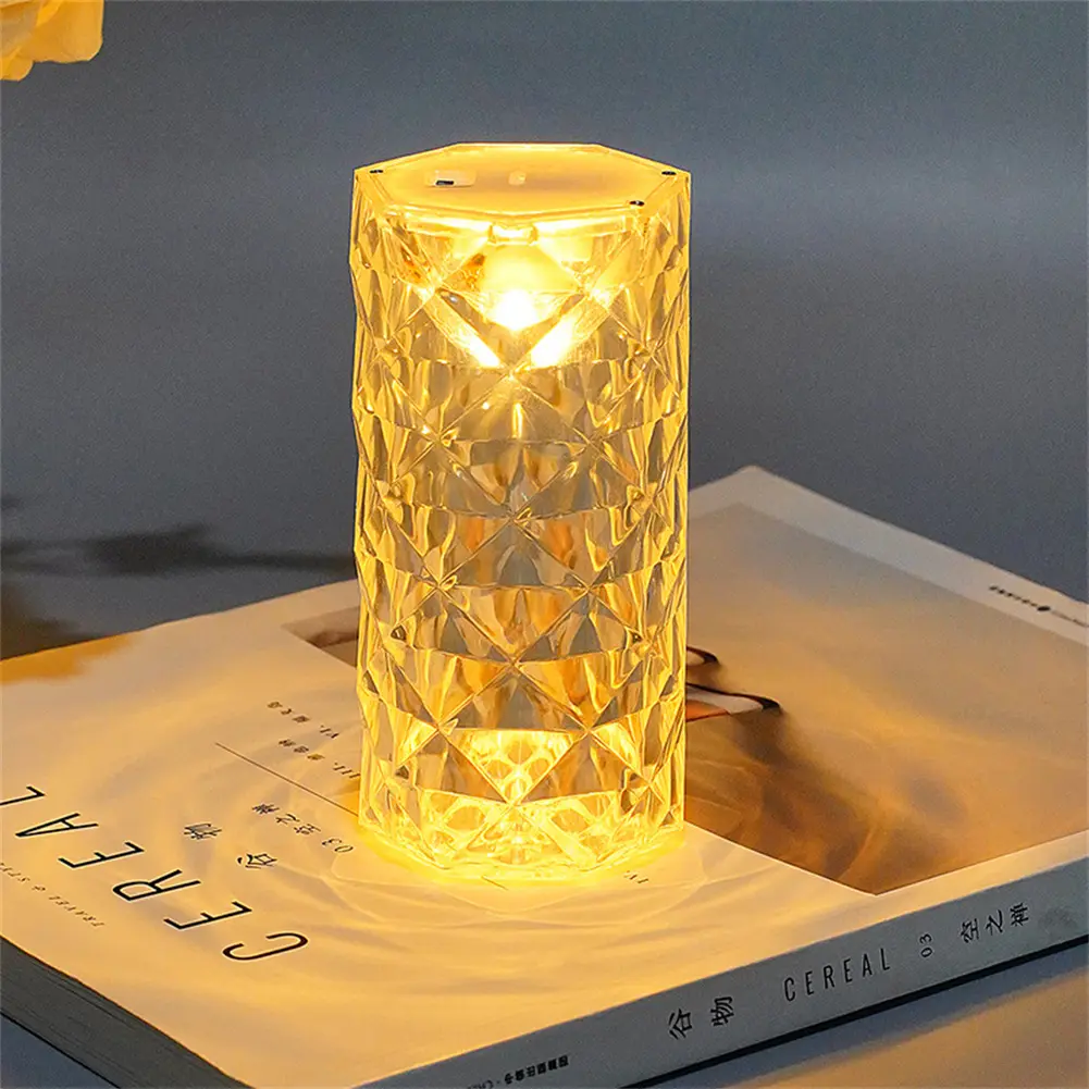 Đèn Bàn Có Thể Sạc Lại Pha Lê, Phong Cách Bắc Âu, Đèn LED Bar, Có Thể Điều Chỉnh Độ Sáng Cảm Ứng, Đèn Bàn Vàng, Thích Hợp Cho Phòng Khách Phòng Ngủ Khách Sạn, Đèn Đầu Giường