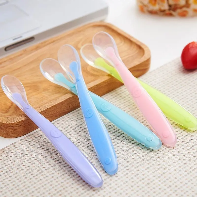 KS Sendok Bayi Silikon Makan Bayi Silikon Sendok Makan Bayi Lentur BPA free B08